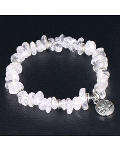Buddha Stones Natural White Crystal Lotus Healing Bracelet - White Crystal