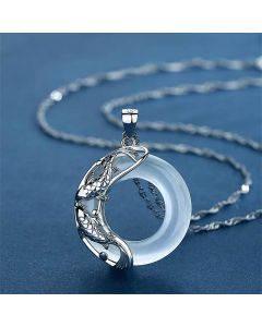 Buddha Stones Natural White Jade Koi Lucky Necklace - White Jade(Calm♥Healing)