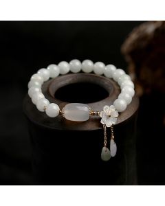 Buddha Stones Natural White Jade Luck Bracelet - White Jade