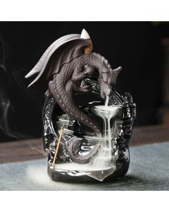 Buddha Stones Nordic Pterosaur Dragon Ceramic Backflow Smoke Fountain Protection Healing Incense Burner Decoration - 50 cones per pack (Sandalwood)