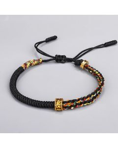 Buddha Stones Om Mani Padme Hum Protection Luck String Bracelet - Yellow(Bracelet Size 16+12cm)