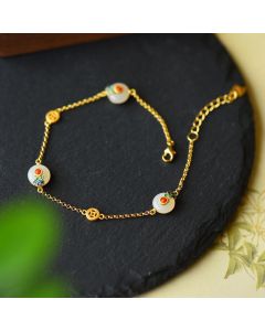 Buddha Stones Peace Buckle White Jade Luck Copper Bracelet - White Jade ( Protection ♥ Happiness)