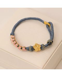 Buddha Stones Peach Blossom Design Wealth String Bracelet - Peach Blossom