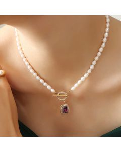 Pearl Zircon Wealth Charm Necklace Pendant - Light Green