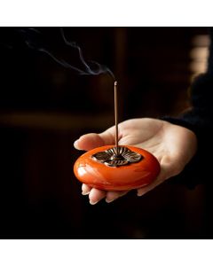 Persimmon Ceramic Meditation Healing Incense Burner Incense Holders - Ceramic Persimmon Incense Holder