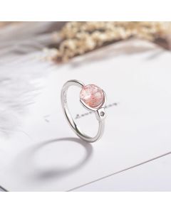 Buddha Stones Pink Crystal Soothing Rotation Ring - Pink Crystal