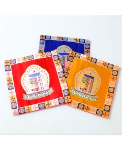 Prayer Altar Mat Man-Bcu Kalachakra Healing Meditation Jacquard Mat - Red