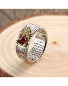 Buddha Stones Red Agate PiXiu Wealth Ring - 2