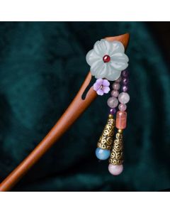 Red Sandalwood Amethyst Aventurine Protection Hairpin Decoration - Red Sandalwood (Protection ♥ Calm)