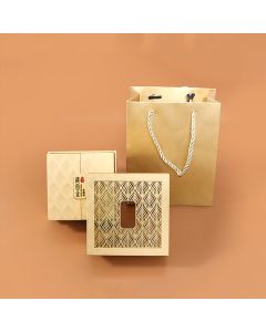 Retro Jewelry Storage Feather Pattern Box Gift Box - Gold (11.2*11.2*5.8cm)