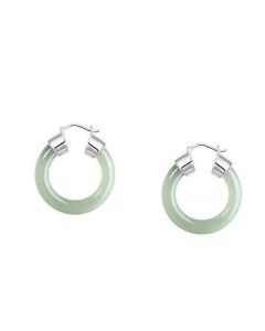 Buddha Stones Round Jade White Jade Prosperity Earrings - White Jade Approx. 21mm