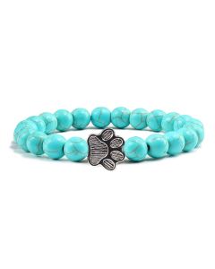 Buddha Stones “Save A Dog” Stone Bracelet - Dark Green Beads