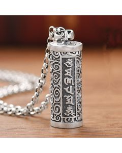 Buddha Stones Six True Words Protection Necklace Pendant - Copper