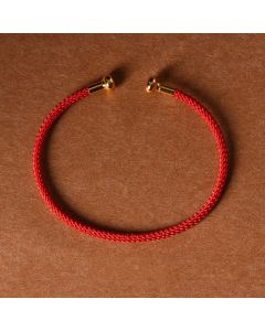Buddha Stones Simple Design Handmade Luck Braid String Cuff Bracelet - Orange