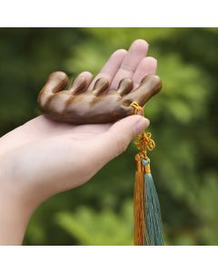 Simple Green Sandalwood Soothing Tassel Massage Comb - Green Sandalwood Comb(Simple Style)