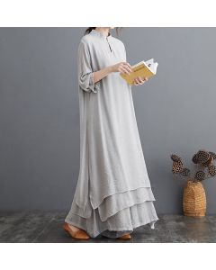 Buddha Stones Simple Pattern Meditation Prayer Spiritual Zen Practice Yoga Clothing Women's Set - White Set (Top and Trousers) / US12，UK/AU16，EU44 (2XL)