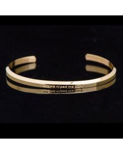 Buddha Stones Six True Words Engraving Titanium Steel Blessing Protection Bracelet - Green Tara / Peachpuff / Large