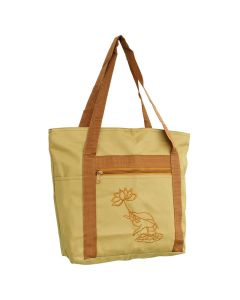 Spiritual Mind Practice Lotus Embroidery Pattern Canvas Shoulder Bag Tote Bag - Lotus Flower Spiritual Practice Bag
