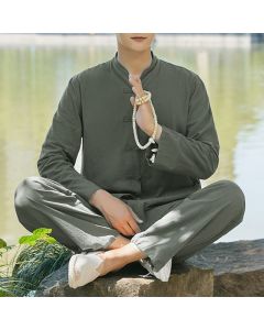 Buddha Stones Spiritual Zen Practice Yoga Meditation Prayer Clothing Men's Set - Navy Blue / US/UK/AU42，EU52 (3XL)
