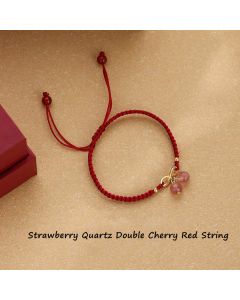 Buddha Stones Strawberry Quartz Crystal Endless Knot Love Healing Red String Weave Bracelet - Strawberry Quartz(Love♥Healing)(Bracelet Size 14-24cm)