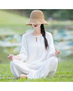 Tai Chi Meditation Prayer Zen Spiritual Morning Practice Clothing Women's Set - Pink / US8-10，UK/AU12-14，EU40-42 (2XL)