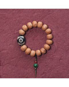 Buddha Stones Tibet Bodhi Seed Dzi Bead Peace Charm Wrist Mala Bracelet - 18cm