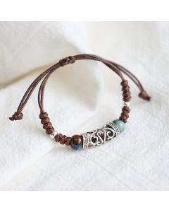 Buddha Stones Tibet Ceramic Bead Wealth String Bracelet - Brown