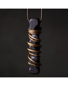 Buddha Stones Tibet Ebony Wood Brass Balance Peace Necklace Pendant - Ebony Wood (Balance ♥ Calm)