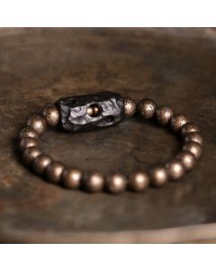 Buddha Stones Tibet Ebony Wood Copper Peace Balance Beaded Bracelet - 18cm