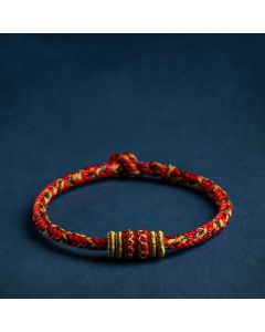 Buddha Stones Tibet Handmade Chinese Zodiac Luck Strength Braided String Bracelet - Dog/Pig / 17-19cm