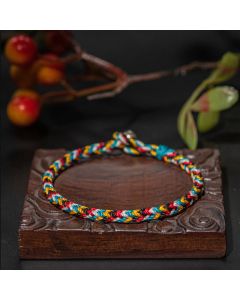Buddha Stones Tibet Handmade Five Color Thread Protection Braid String Bracelet - 18cm