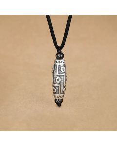 Buddha Stones Tibet Nine-Eye Dzi Bead Pattern Copper Auspicious Clouds Wealth Necklace Pendant - Nine-Eye Dzi Bead Pattern