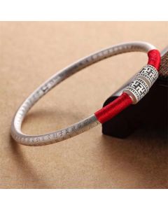 Buddha Stones Tibet Om Mani Padme Hum Luck Red String Bracelet Bangle - Red