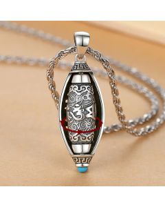 Buddha Stones Tibet Om Mani Padme Hum Protection Necklace Rotatable Pendant - Om Mani Padme Hum(Love♥Focus)