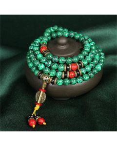 Buddha Stones Tibetan 108 Mala Malachite Beads Bracelet Necklace - 0.31 IN(8MM)