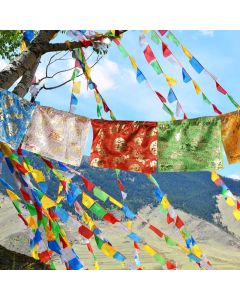 Tibetan 5 Colors Windhorse Blessing Dragon Pattern Outdoor 20 Pcs Prayer Flag Decoration - 7m