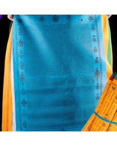 Buddha Stones Tibetan 5 Colors Windhorse Happiness Auspicious Outdoor Prayer Flag - 12m