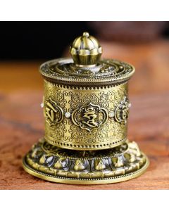 Buddha Stones Tibetan Blessing Prayer Wheel Car Decoration - Gold