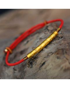 Buddha Stones Tibetan Buddhist Handmade Mani Mantra Lucky Red String Bracelet - Sterling Silver(Wrist Circumference 13-21cm)