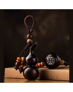 Tibetan Ebony Small Leaf Red Sandalwood Gourd Luck Protection Key Chain - Small Leaf Red Sandalwood Gourd