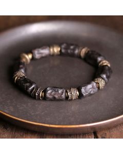 Buddha Stones Tibetan Ebony Wood Copper Calm Peace Bracelet - 18cm / Regular Type