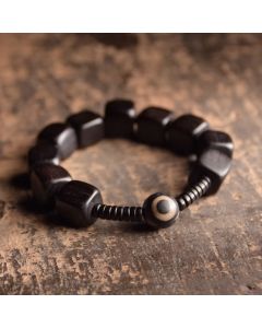 Buddha Stones Tibetan Ebony Wood Dzi Bead Strength Bracelet - 17cm-18cm