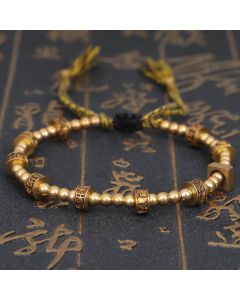Buddha Stones Tibetan Curse Six True Words Wealth Bracelet - Gold