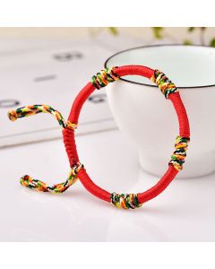 Buddha Stones Tibetan Handmade Colorful King Kong Knot Lucky Protection Braid String Bracelet - Black Adjustable Bracelet 18cm
