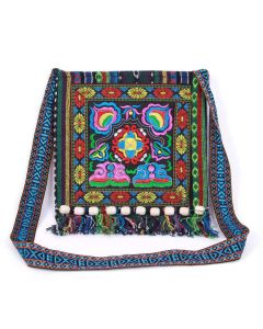 Buddha Stones Tibetan Handmade Embroidered Camellia Canvas Shoulder Bag Crossbody Bag - Red Camellia