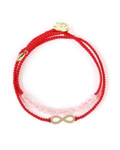 Buddha Stones Tibetan Handmade Lotus Pink Crystal Soothing Red String Bracelet (Extra 30% Off | USE CODE: FS30) - Pink Crystal(Bracelet Size 38cm)