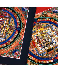 Buddha Stones Tibetan Handmade Thangka Mandala Painting Blind Box Random Color Pattern - 32*32cm Mandala(Random Pattern)