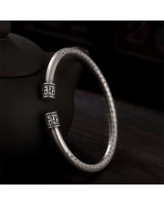 Buddha Stones Tibetan Heart Sutra White Copper Luck Bracelet - White Copper