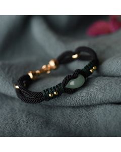 Buddha Stones Tibetan Jade Lucky Black Rope Couple Bracelet - 20cm fit for Wrist Circumference 18-18.5cm