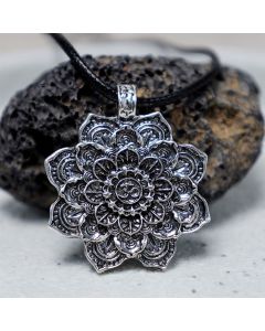 Buddha Stones Tibetan Lotus Blessing Necklace Pendant - 2